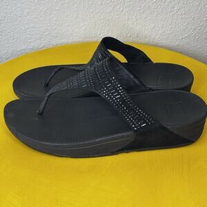 fitflop Women's Incastone Black Wedge Comfort Sandals Size 10 Bling Stones